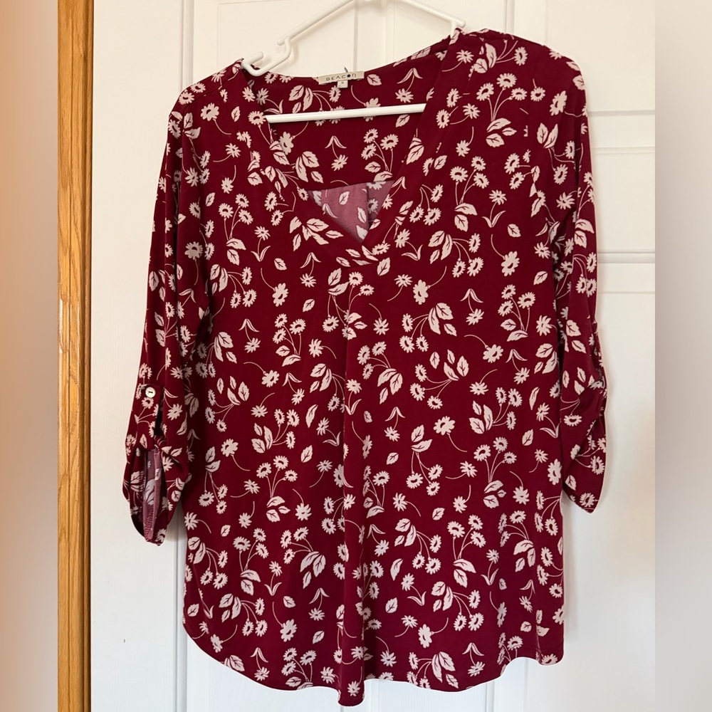 Beacon Burgundy Floral Blouse